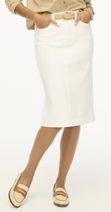 White denim midi skirt